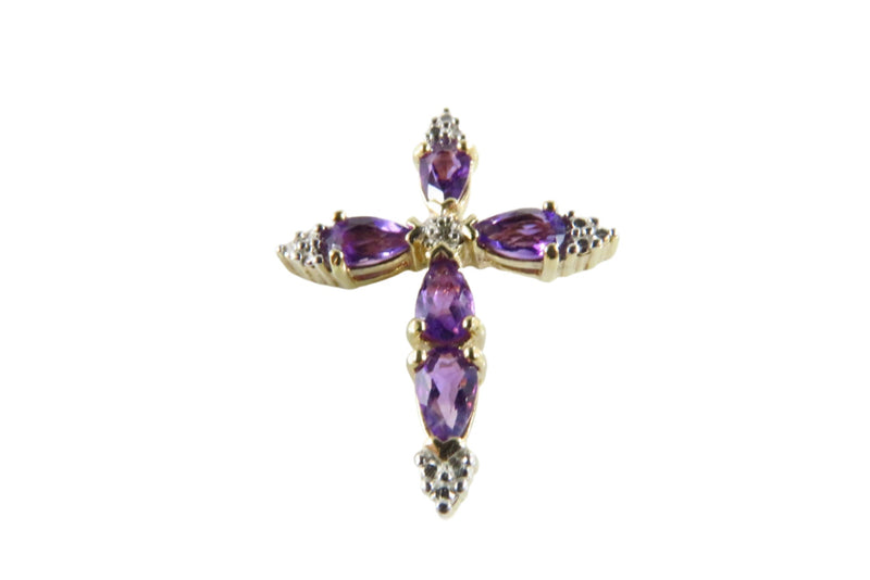 Gold Gilded Christian Cross Pendant Amethyst Sterling Cross Pendant 1" High