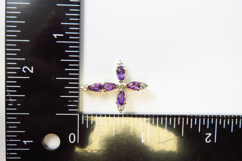 Gold Gilded Christian Cross Pendant Amethyst Sterling Cross Pendant 1" High