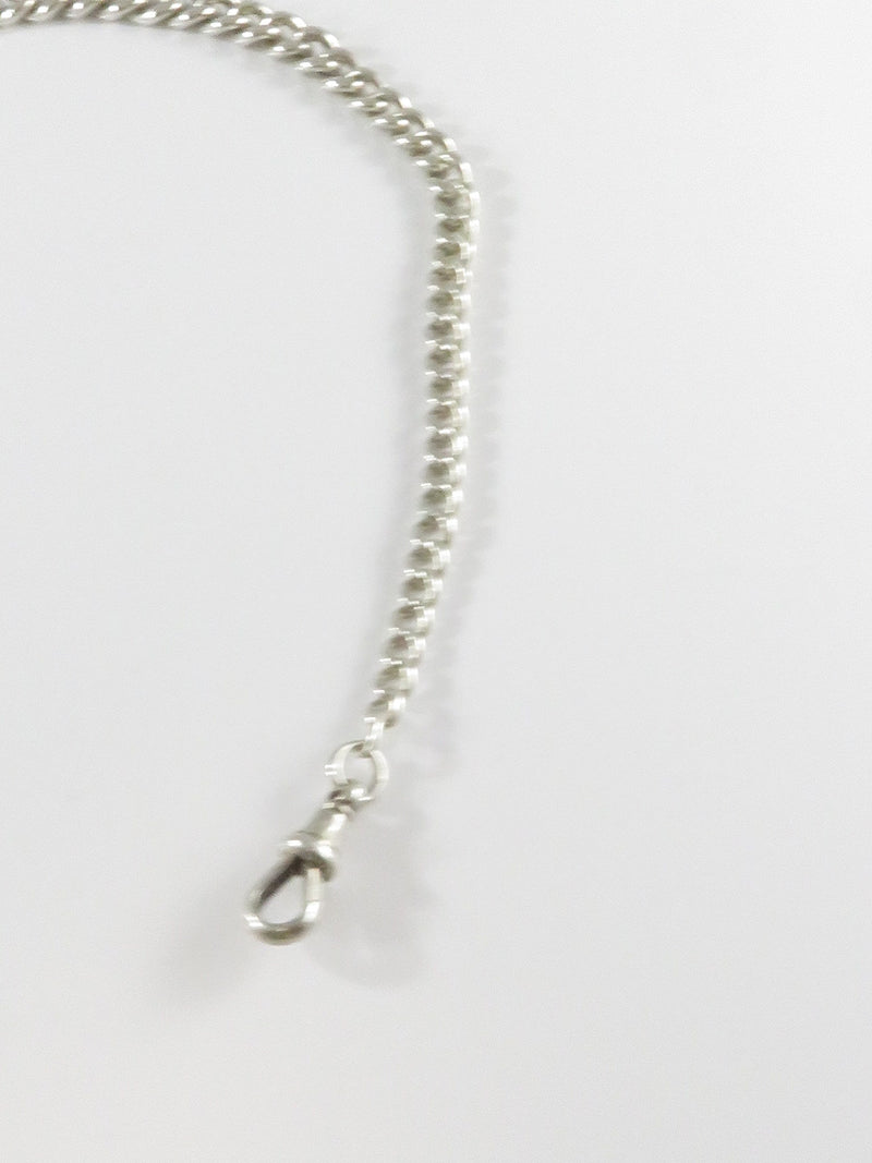 11 3/4" Sterling Silver Curb Link Heavy Duty Pocket Watch Chain with Fob Chain product image for Just Stuff I Sell, clear front view, neutral background, original listing photo, optimized descriptive alt text, centered composition variant 2