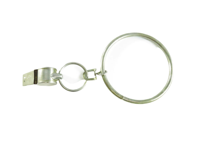 Metal keychain with a circular ring on a white background