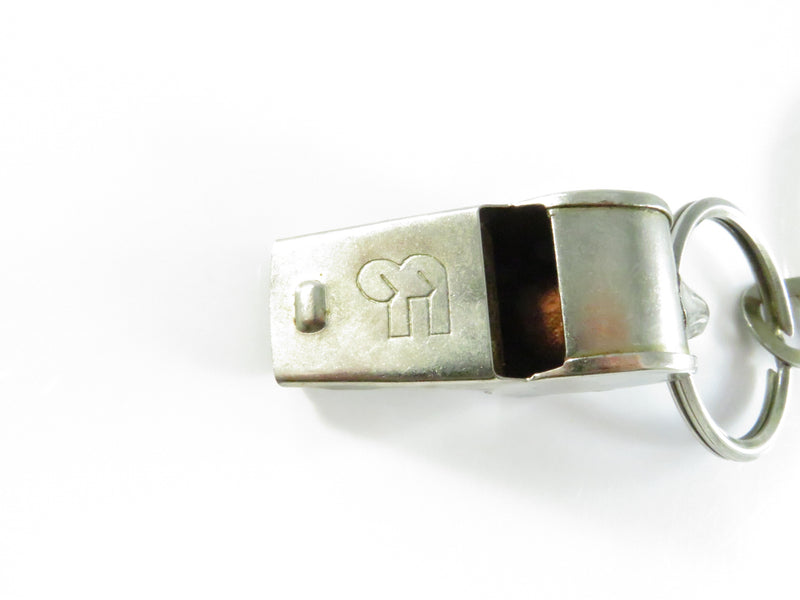 Vintage Silver Tone Whistle Keychain with Large Ring – Made in Taiwan