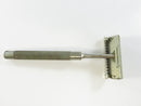 Vintage Christy Single Edge Safety Razor Made in USA Nickel-Plated Metal Diamond Knurled Handle 3 1/2 Inch Wet Shaving