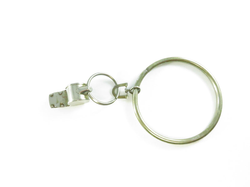 Vintage Silver Tone Whistle Keychain with Large Ring – Made in Taiwan