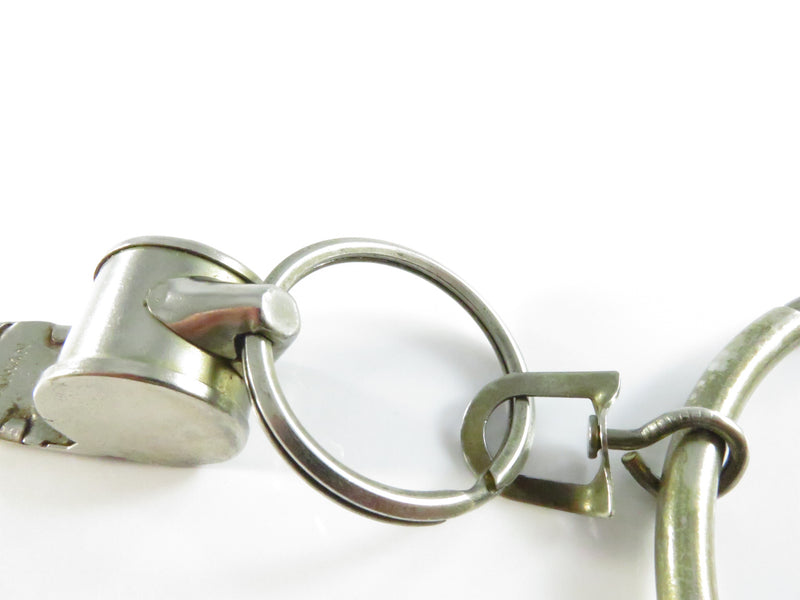 Vintage Silver Tone Whistle Keychain with Large Ring – Made in Taiwan