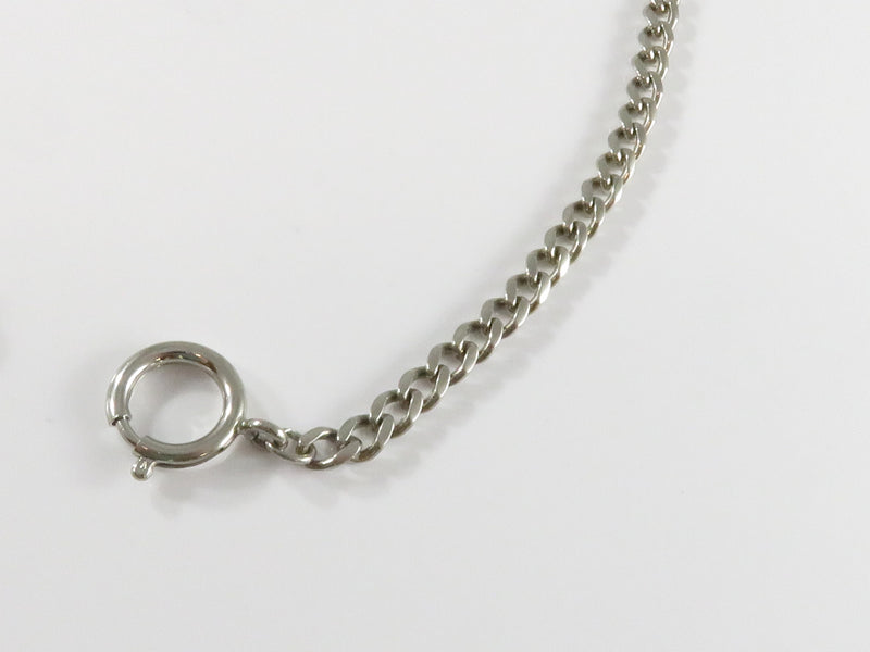 Pre-owned Modern Style Base Metal Pocket Watch Chain Curb Link Spring Ring