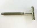Vintage Christy Single Edge Safety Razor Made in USA Nickel-Plated Metal Diamond Knurled Handle 3 1/2 Inch Wet Shaving