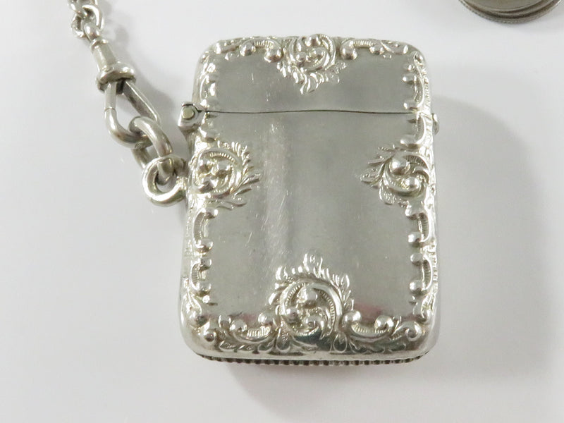 15 1/2" Sterling Silver Curb Link Pocket Watch Chain Coin Fob East India Company