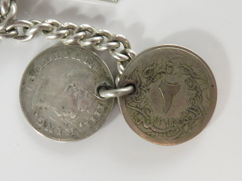 15 1/2" Sterling Silver Curb Link Pocket Watch Chain Coin Fob East India Company