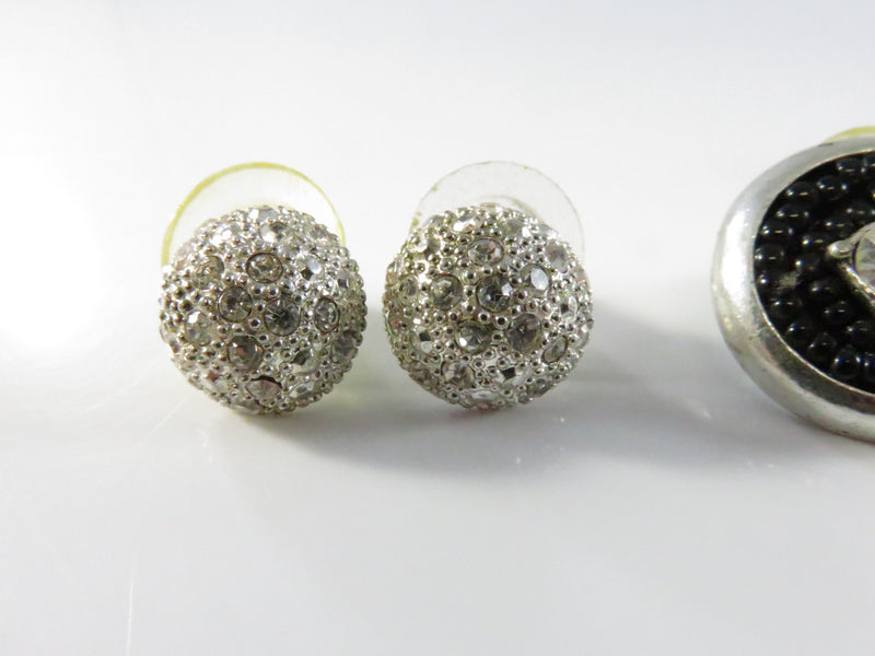 Vintage Costume Earring Lot – 3 Pairs Post Back Studs Rhinestone & Chico's