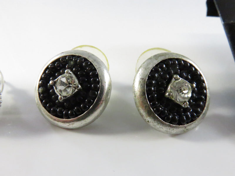 Vintage Costume Earring Lot – 3 Pairs Post Back Studs Rhinestone & Chico's
