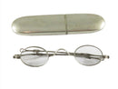 c1810 to 1830 Coin Silver Eyeglass Spectacles F. Hendry Reading Glasses with Case — Silver — front view