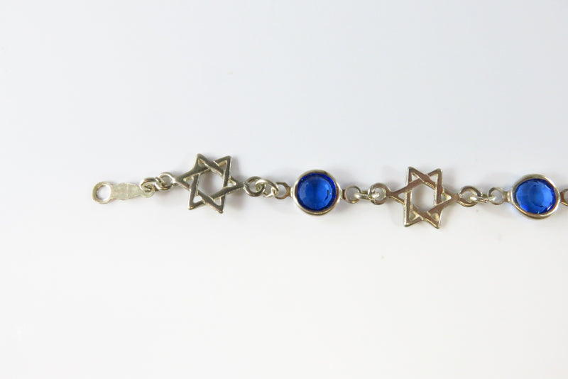 Judaism Star of David Link Bracelet in Sterling Silver 6 3/4" Lobster Clasp