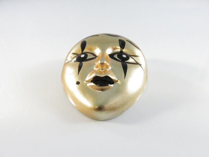 Vintage Gold Tone Pierrot Mask Brooch Pin Made in Taiwan R.O.C. – 2" Tall