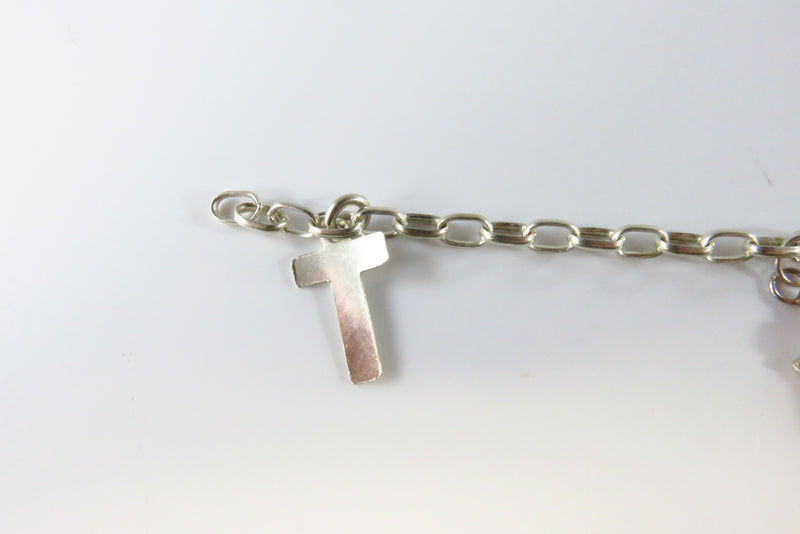 Christian Cross Cable Chain Charm Bracelet in Sterling Silver 7" Spring Ring