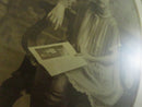 Antique Oval Framed Portrait Photograph of Young Girl with Picture Book, Art Deco Style Gilt Frame, 1920s Studio Portrait 13 x 10 in