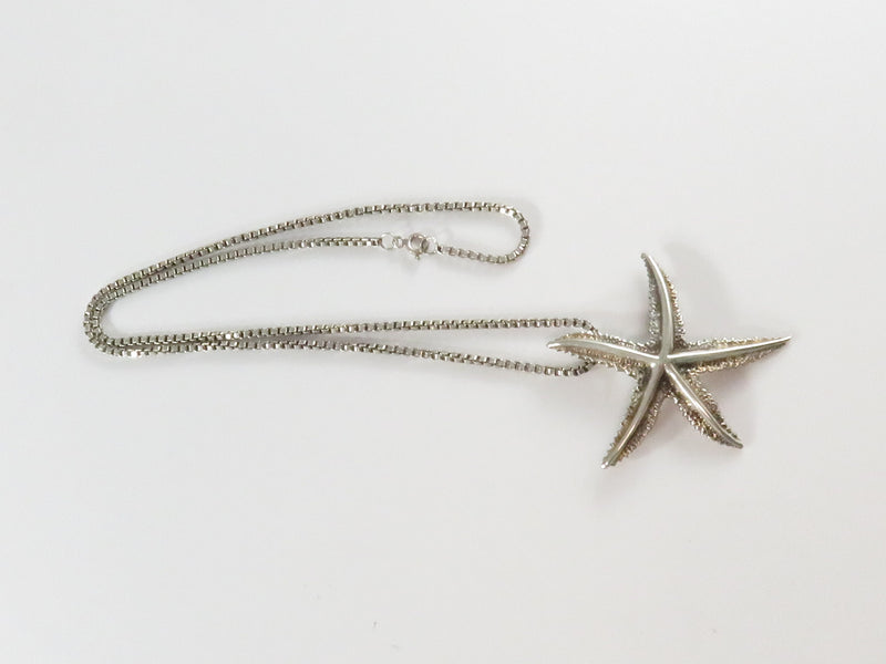 18" Sterling Silver Necklace with 925 Starfish Pendant Big Beach Jewelry