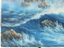 Lighthouse Seascape Oil Painting on Wood Board 10 x 8 Signed M. Andrea Nautical Maritime Storm Waves 1970s 1980s
