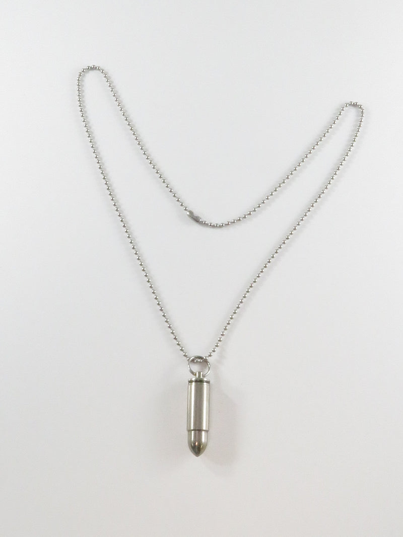 Beaded Chain 24" TL With Bullet Form Pendant Pill Box Pill Storage