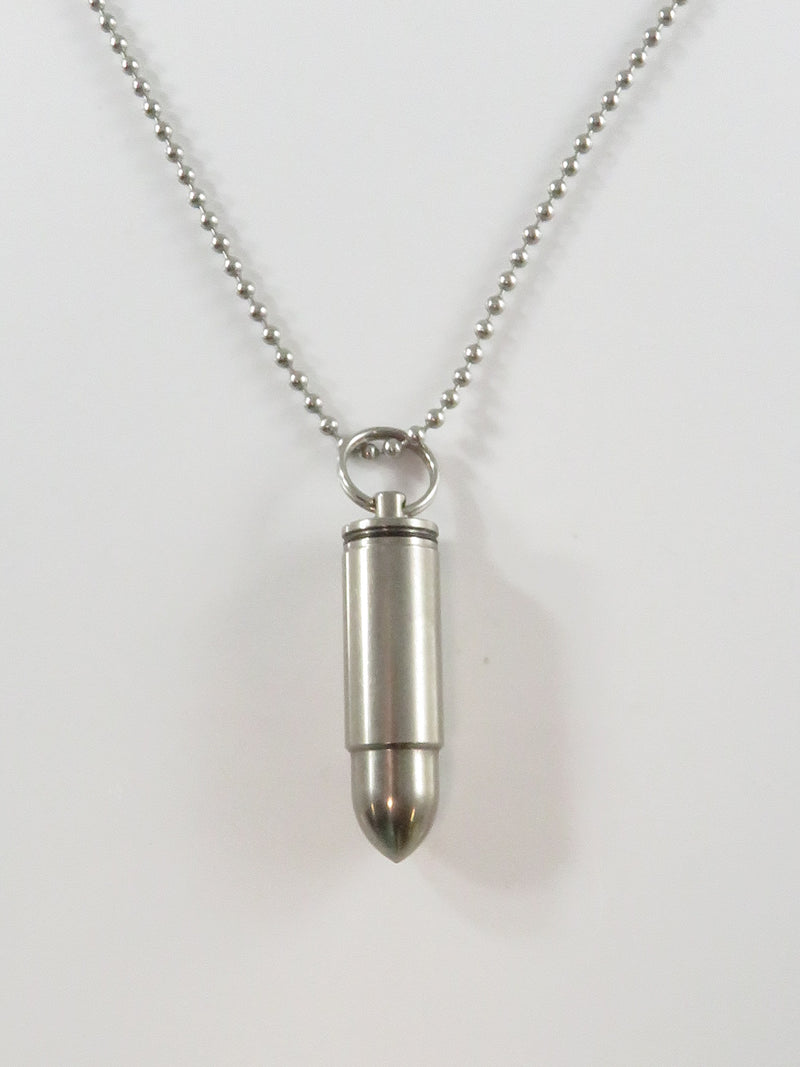 Beaded Chain 24" TL With Bullet Form Pendant Pill Box Pill Storage