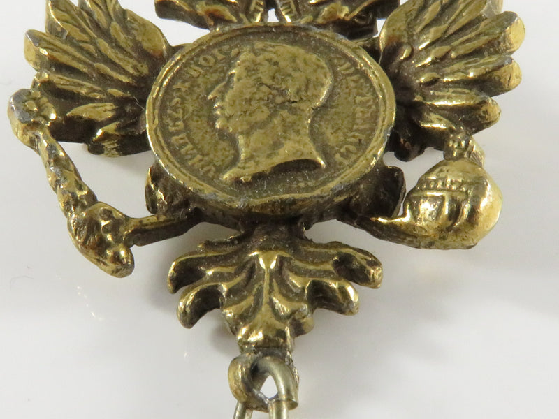 Vintage Cora Mid Century Era Gilded Costume Medal 1634 Coin Brooch With Warts