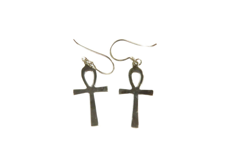 Egyptian Ankh Cross Dangle Earrings Sterling Silver Ankh Earrings 1 1/2" Drop — Jewelry & Watches:Fine Jewelry:Fine Necklaces