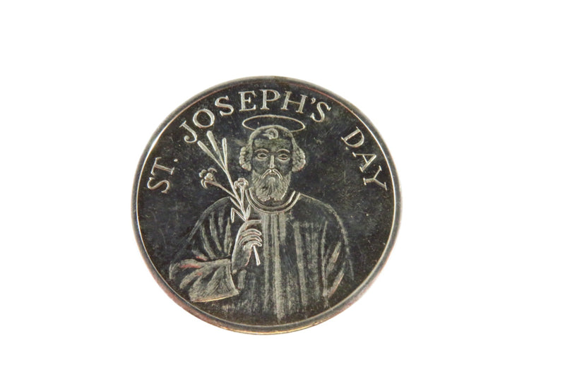 St. Joseph's Day Blessed .999 Silver Medal 1969 For God & America Italian