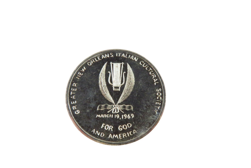 St. Joseph's Day Blessed .999 Silver Medal 1969 For God & America Italian