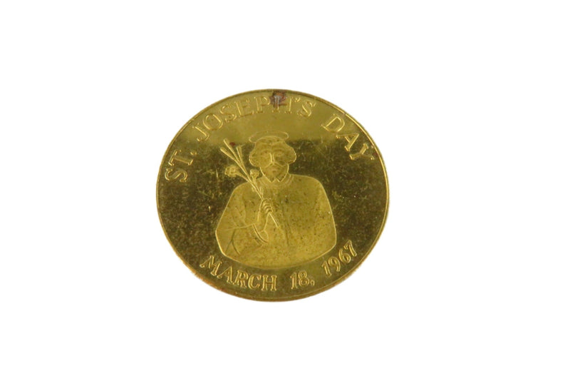 St. Joseph's Day Blessed Gilt Bronze Medal 1967 Italian Cultural Society New Orleans — Bars & Rounds • Gold — front view