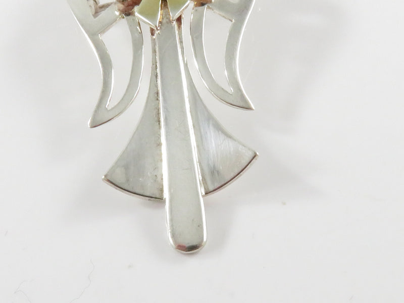 Sterling Silver Angel Spoon Form Brooch Pendant With Bow Tie