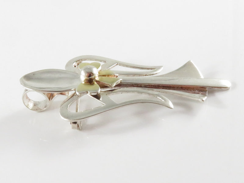 Sterling Silver Angel Spoon Form Brooch Pendant With Bow Tie