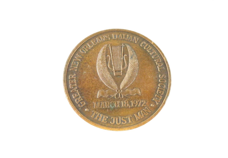 St. Joseph's Day Blessed Bronze Medal 1972 Italian Cultural Society New Orleans