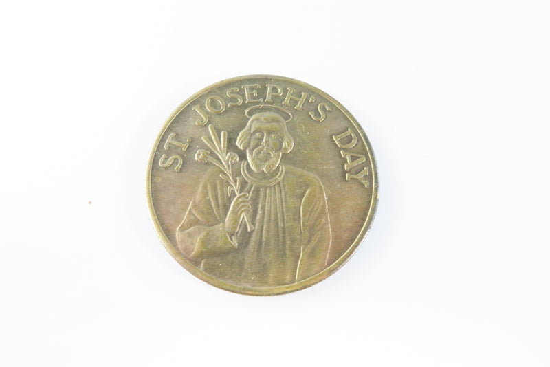 St. Joseph's Day Blessed Bronze Medal 1971 Italian Cultural Society New Orleans. Front view.