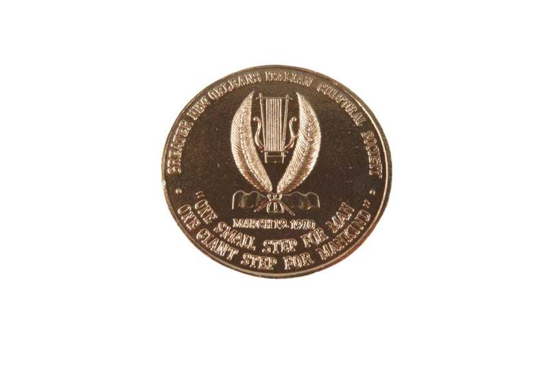 St. Joseph's Day Blessed Aluminum Moon Landing Medal 1970 Italian Cultural Socie