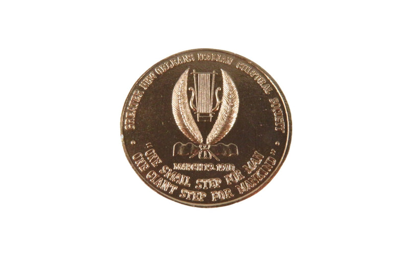 St. Joseph's Day Blessed Aluminum Moon Landing Medal 1970 Italian Cultural Socie — Bars & Rounds — front view