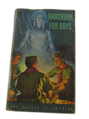 Front cover of Handbook for Boys with Boy Scouts of America campfire illustration.