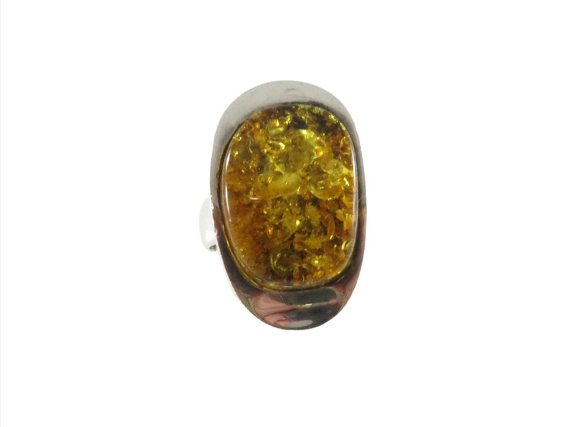 c1990 Sterling Silver Faux Yellow Amber Gdansk Poland Modernist Ring SJ Size 7.5 — Southwestern Jewelry • Sterling Silver, Si