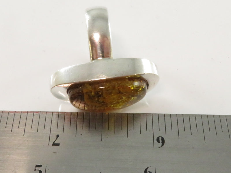 c1990 Sterling Silver Faux Yellow Amber Gdansk Poland Modernist Ring SJ Size 7.5