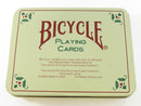 Bicycle Holiday Playing Cards Double Deck Set in Holly Collector Tin Red & Green Rider Back USPCC 1990s Cincinnati Ohio