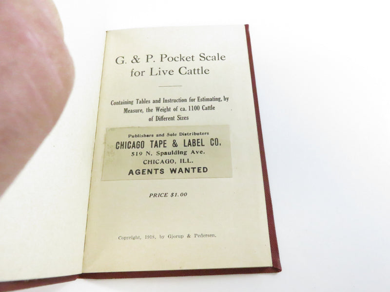 1918 G. & P. Pocket Scale for Live Cattle – Chicago Tape & Label Co. Booklet