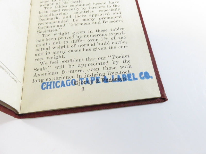 1918 G. & P. Pocket Scale for Live Cattle – Chicago Tape & Label Co. Booklet