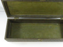 Antique Victorian Embossed Leatherette Glove Box 11 Inch Dresser Trinket Chest with Broken Brass Latch Floral Damask Lining
