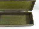 Antique Victorian Embossed Leatherette Glove Box 11 Inch Dresser Trinket Chest with Broken Brass Latch Floral Damask Lining