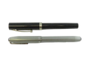 Black Sheaffer and gray Esterbrook fountain pens shown capped side by side