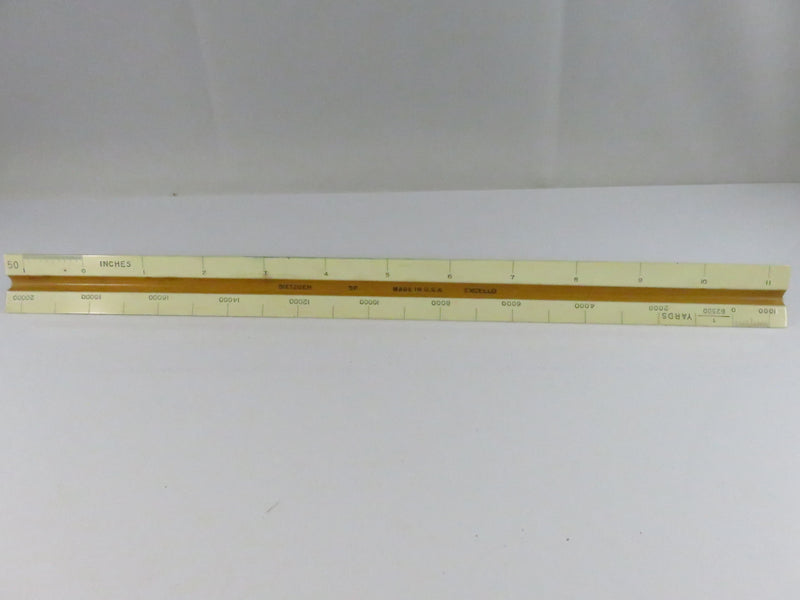WWII U.S.M.C. Dietzgen Military Triangular Scale Ruler with Leather Slipcase – 12"