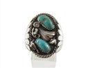 Vintage Navajo Silver Turquoise Ring Signed J.TSO Sz 9 Biker Ring