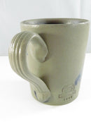 Rowe Pottery Works Centennial PA 1993 Salt Glaze Stoneware Mug Cobalt Heart Cambridge Wisconsin Hand Crafted 3 3/4 Inch
