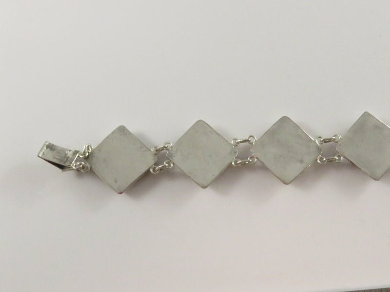 Vintage Chinese Good Fortune Panel Bracelet Sterling Silver Mother of Pearl Gold Gilded