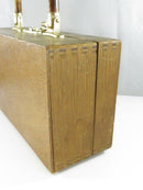 Vintage Hand-Painted Asian Pheasant Wooden Box Purse Faux Bamboo Handle Brass Flip Lock Mid-Century 10 Inch Handbag