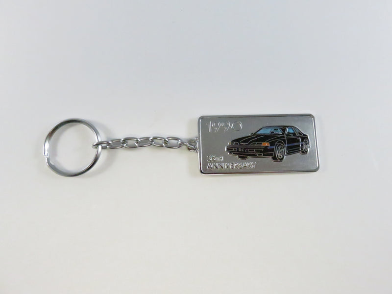 1990 Ford Thunderbird SC 35th Anniversary Key Chain – Owner Package Enamel Key Fob, Silver-Tone