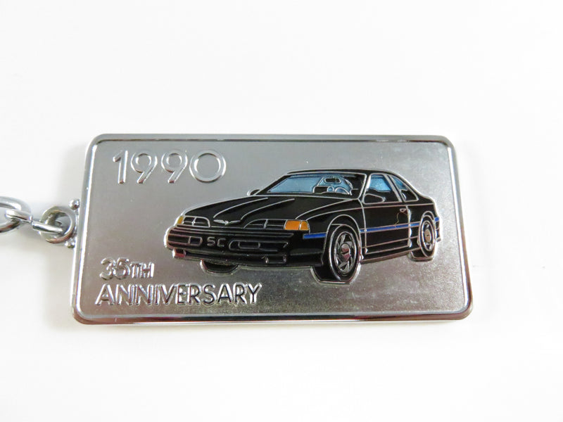 1990 Ford Thunderbird SC 35th Anniversary Key Chain – Owner Package Enamel Key Fob, Silver-Tone